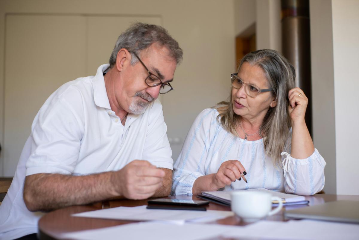 older couple having a discussion